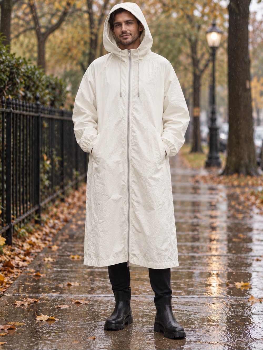 YEEZY RC-01 White Hooded Nylon Raincoat Size 2